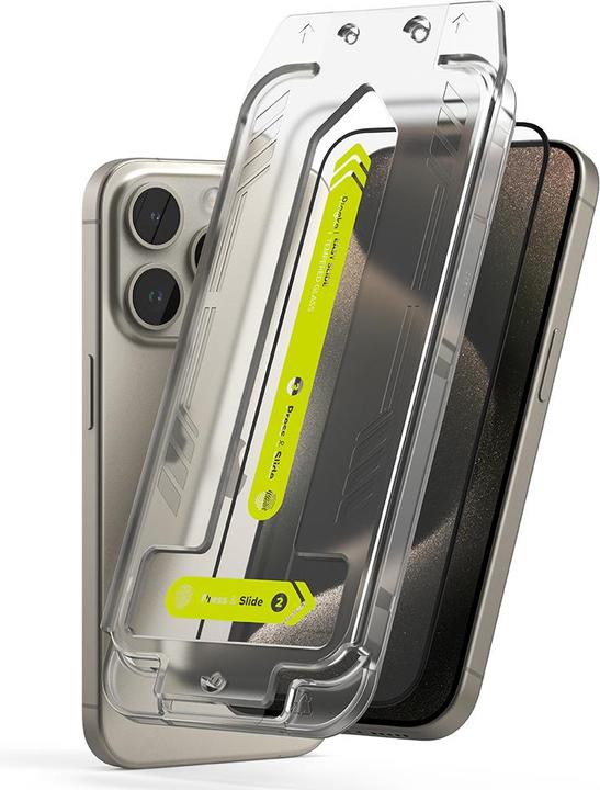 Immagine prodotto Ringke Screen Protector for iPhone 15 Pro Max EASY SLIDE TEMPERED GLASS 2 pack, w installation Jig (2 Pezzo/i, Apple iPhone 15 Pro Max)