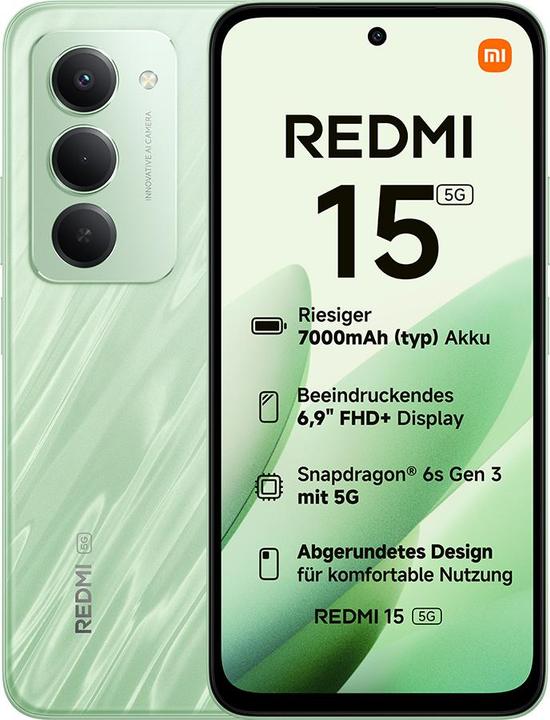 Actual product image Xiaomi Redmi 15 (256 GB, Ripple Green, 6.90", Hybrid Dual SIM, 5G)