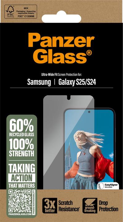 Actual product image PanzerGlass Ultra Wide Fit (1 Piece, Samsung Galaxy S25)