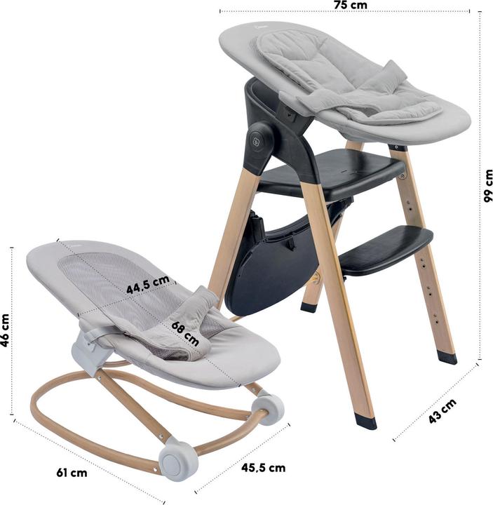 Actual product image BabyGo Levels Newborn Highchair schwarz/Holzoptik (Highchair)