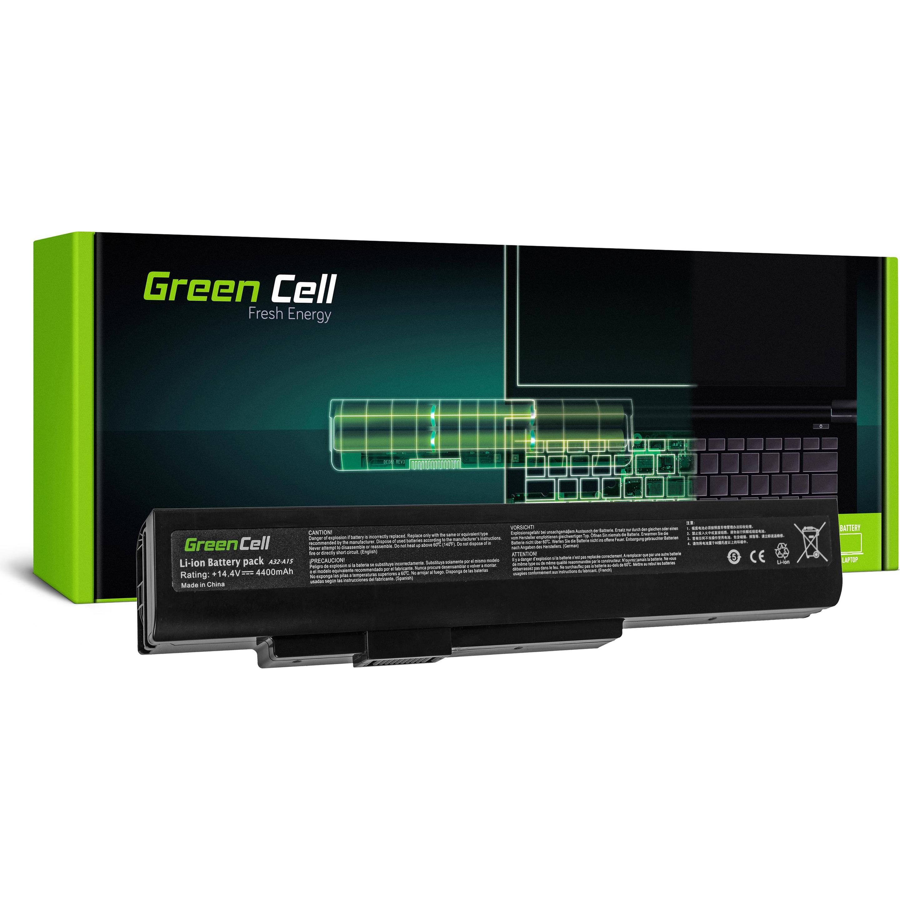 GreenCell Cell MS04 Notebook-Ersatzteil Akku (8 Zellen, 4400 mAh), Notebook Akku, Schwarz