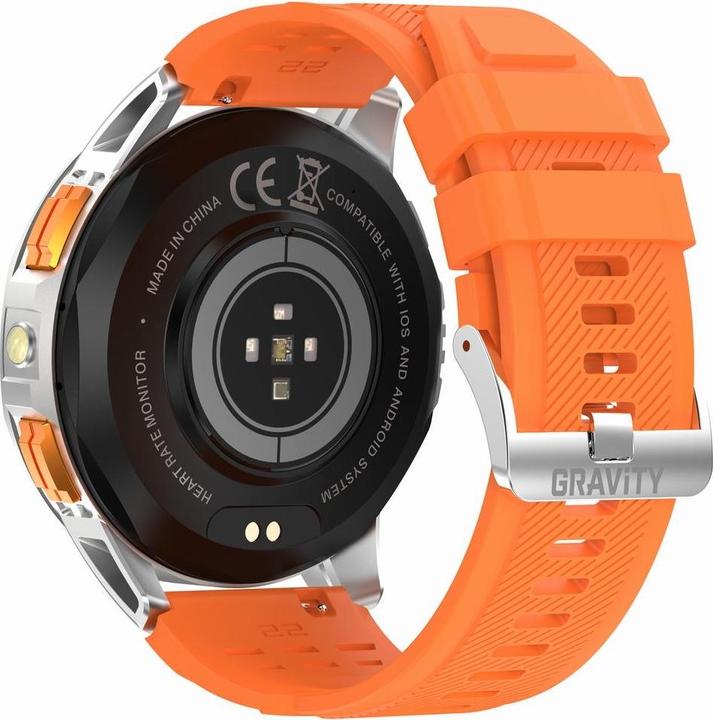 Produktbild Gravity GPS GT24-4 Herren-Smartwatch, schwarzes Silikonarmband + orangefarbenes Silikonarmband