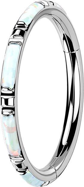 Image du produit Star Piercing Micro anneau segment pliable argent latéral plusieurs bandes opales blanches (Titane, sans laiton)