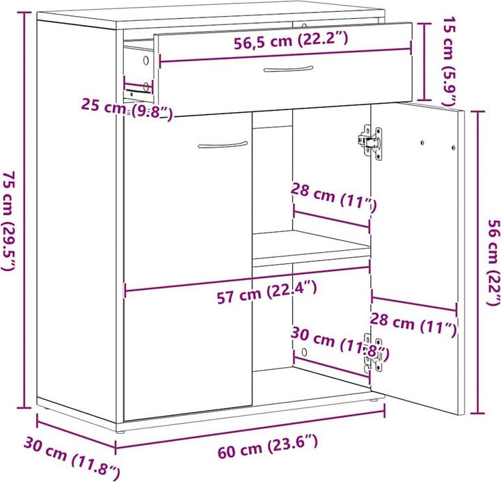Produktbild vidaXL Sideboard (60 x 30 x 75 cm)