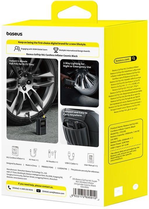 Produktbild Baseus GoTrip VA1 Super Mini Wireless Inflator 19-Cyl Black