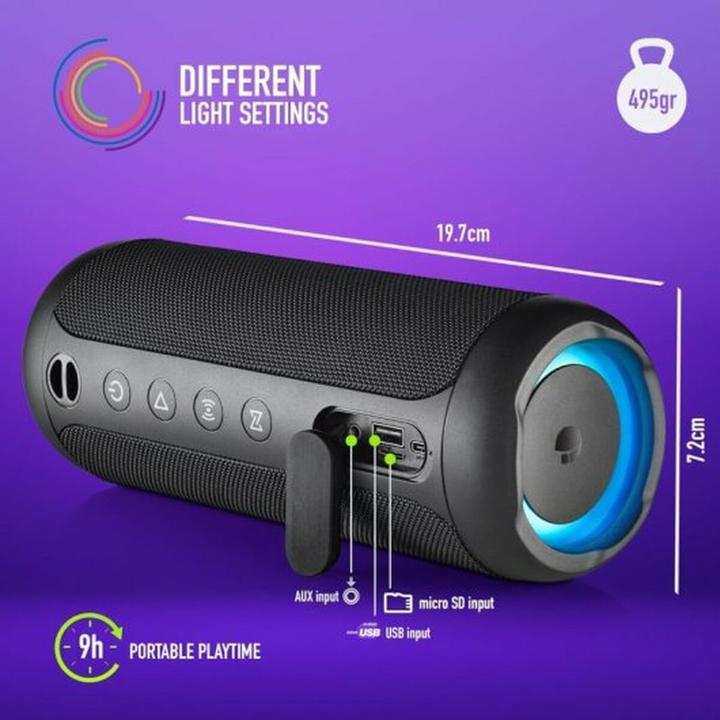 Produktbild NGS Enceinte Nomade Bluetooth Roller Furia 2 (Noir) (9 h, Akkubetrieb)