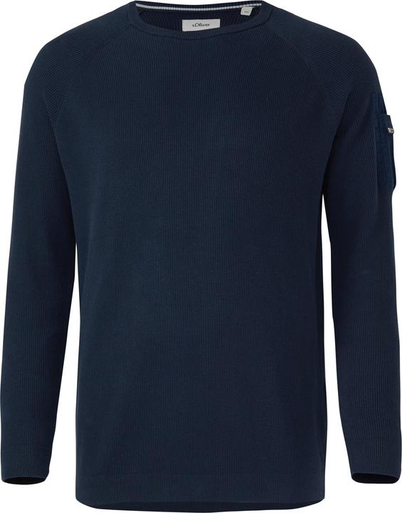 Produktbild s.Oliver Strickpullover Strukturierter Raglanpullover aus Baumwolle mit Ärmeltasche (4XL)