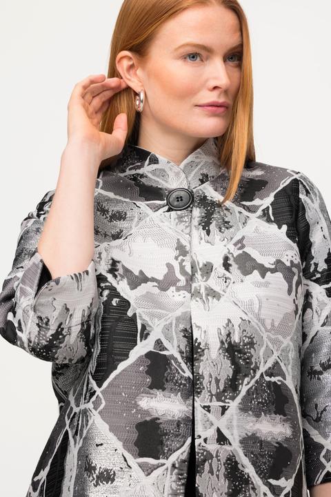 Immagine prodotto Ulla Popken Blazer in Jacquard a quadri con collo alto e maniche a 3/4 a tulipano (48)
