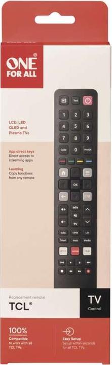 Actual product image One for All Works with all current TCL / Thomson TV sets URC4922 (Device-specific remote control, Infrared)