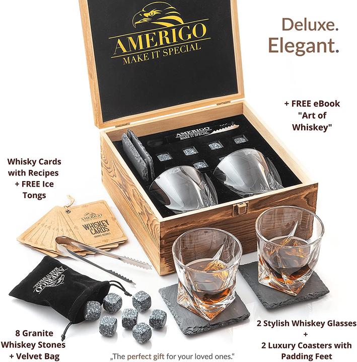 Actual product image AMERIGO Whisky stones gift set (Whisky glass)
