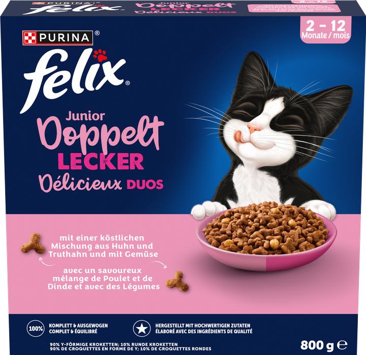 Produktbild Felix Doppelt Lecker Junior (Junior, Welpe + Kitten, 1 Stk., 800 g)