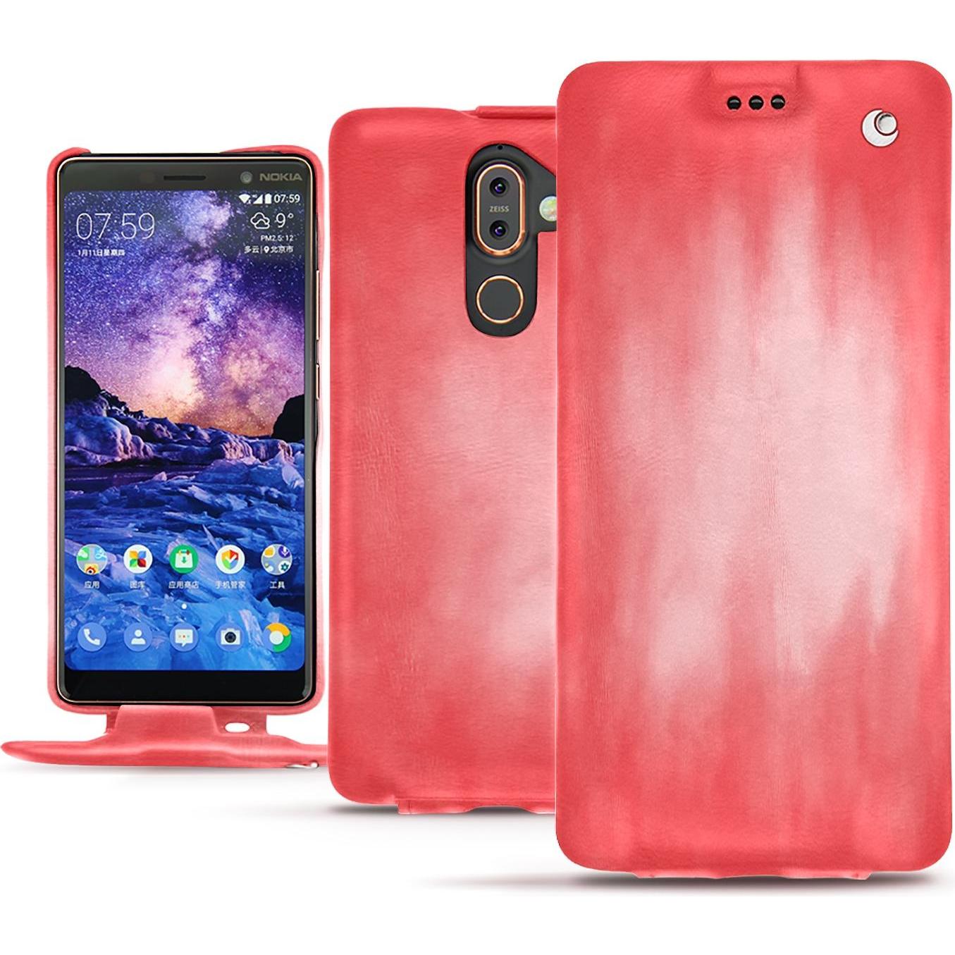 Noreve Lederschutzhülle vertikal (Apple iPhone 7 Plus), Smartphone Hülle, Rosa