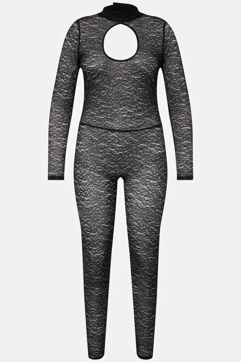 Actual product image Ulla Popken Sheer Leopard Print Lace Catsuit (50)