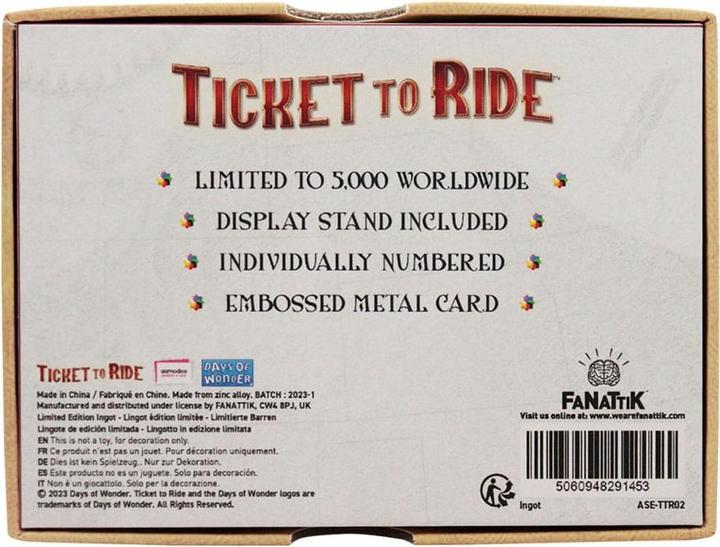 Image du produit Fanattik Ticket to Ride Lingot Trans America Express Limited Edition
