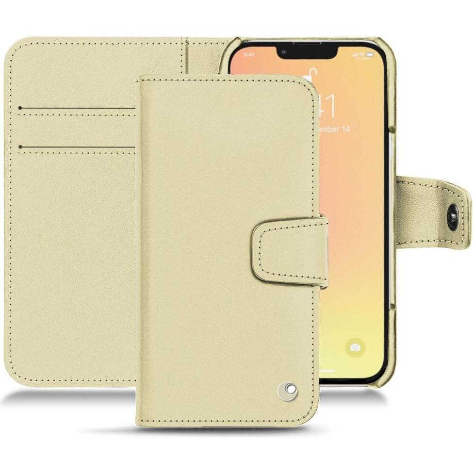 Noreve Lederschutzhülle Wallet (Apple iPhone 13 mini), Smartphone Hülle, Beige