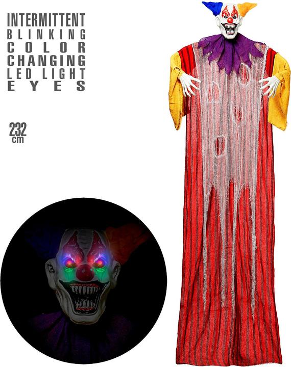 Actual product image Widmann Horror Clown With Pulsating Flashing Colour Changing LED Eyes 232 cm (1 pcs.)