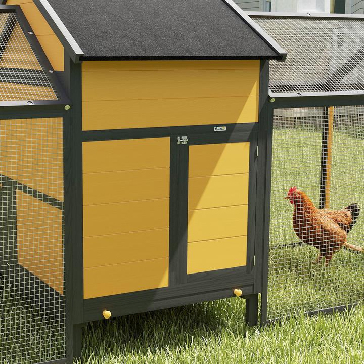 Produktbild PawHut Hühnerstall Tannenholz Gelb