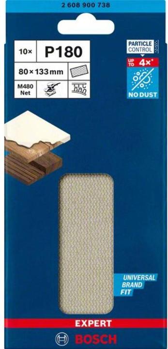 Produktbild Bosch Professional Zubehör EXPERT M480 Schleifnetz für Schwingschleifer, 80 x 133 mm, G 180, 10-tlg. (180)