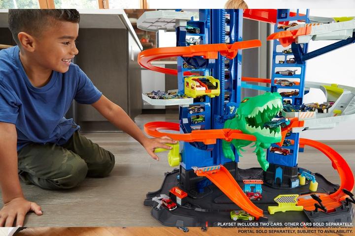 Actual product image Hot Wheels City Megacity Parking Garage with T-Rex Attack