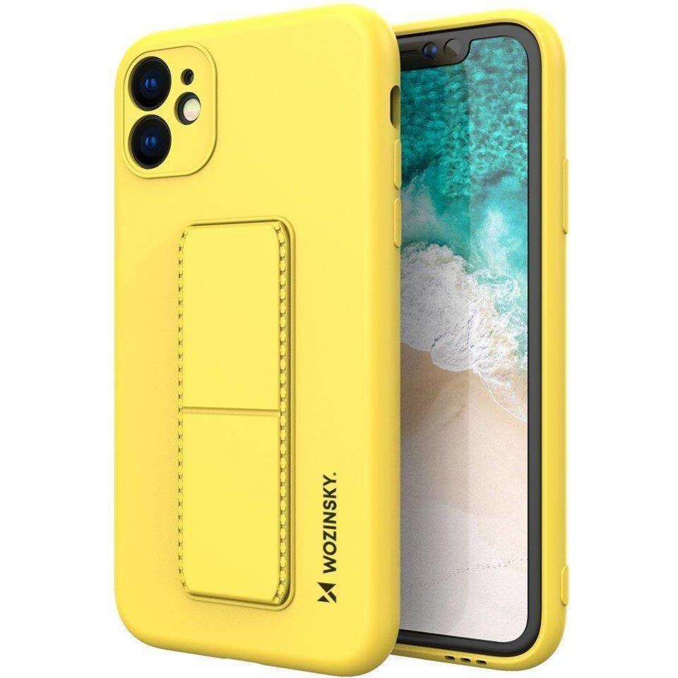 Wozinsky Kickstand Case silicone case with stand for iPhone 12 mini yellow (Apple iPhone 12 mini), Smartphone Hülle, Gel...