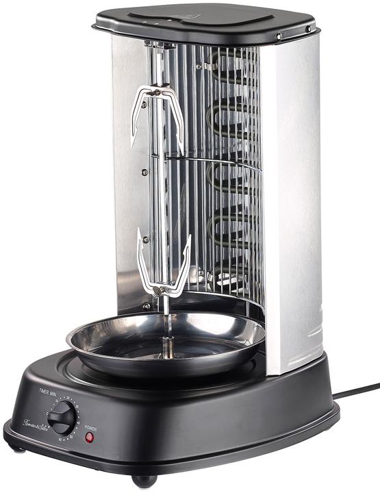 Produktbild Rosenstein & Söhne Döner- und Gyros-Grill, 2.000 Watt, Mittelspiess mit Spiessgabeln, Timer