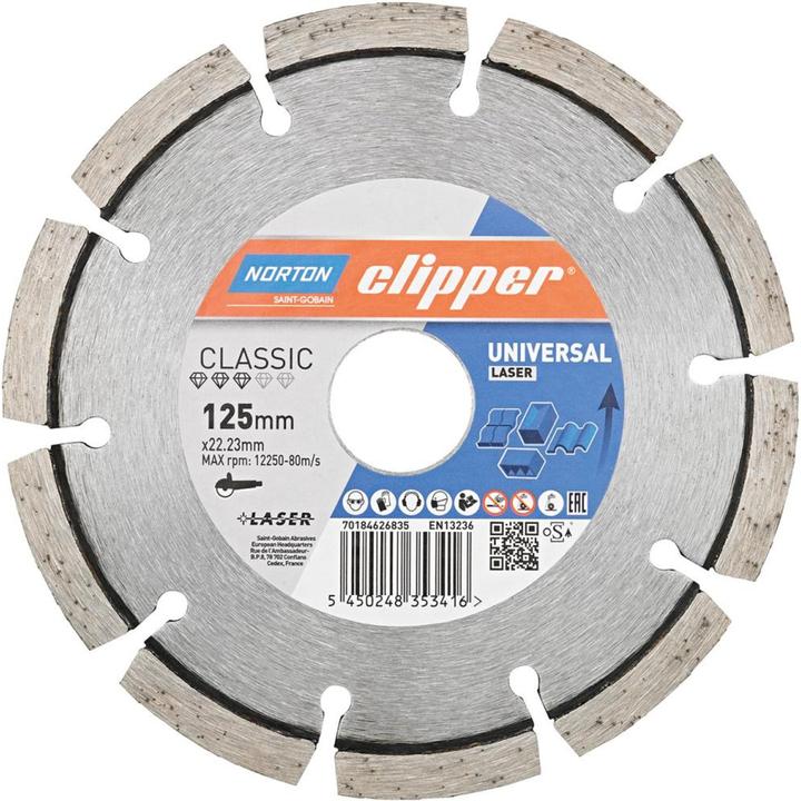 Saint-Gobain Lame diamantée classic laser - 125x2,3x22,23 for bygningsmaterialer(blå)