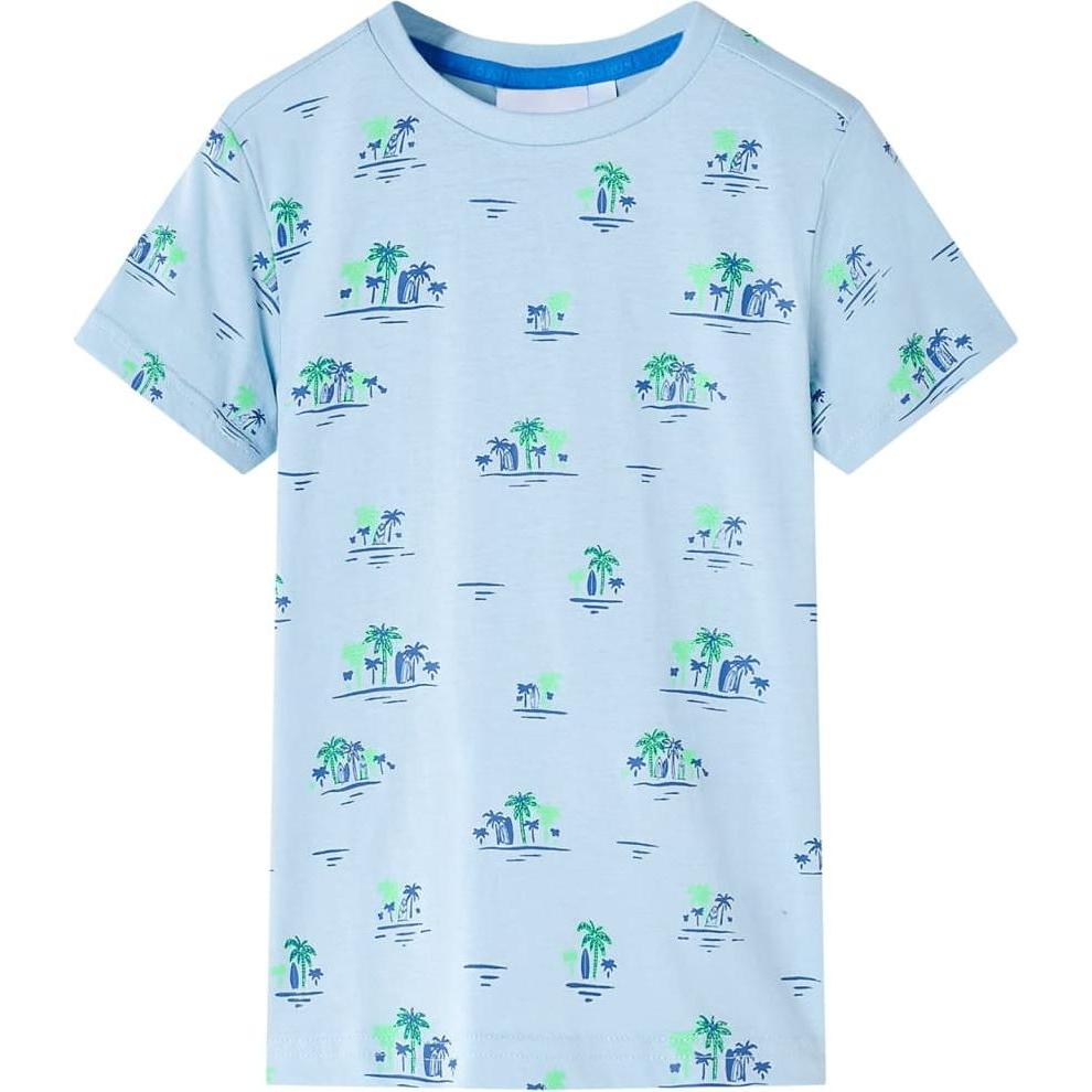 VidaXL, Jungen, Shirt, Kinder-T-Shirt Hellblau 128,Material: 100 % Baumwolle,Farbe, Blau, (128)