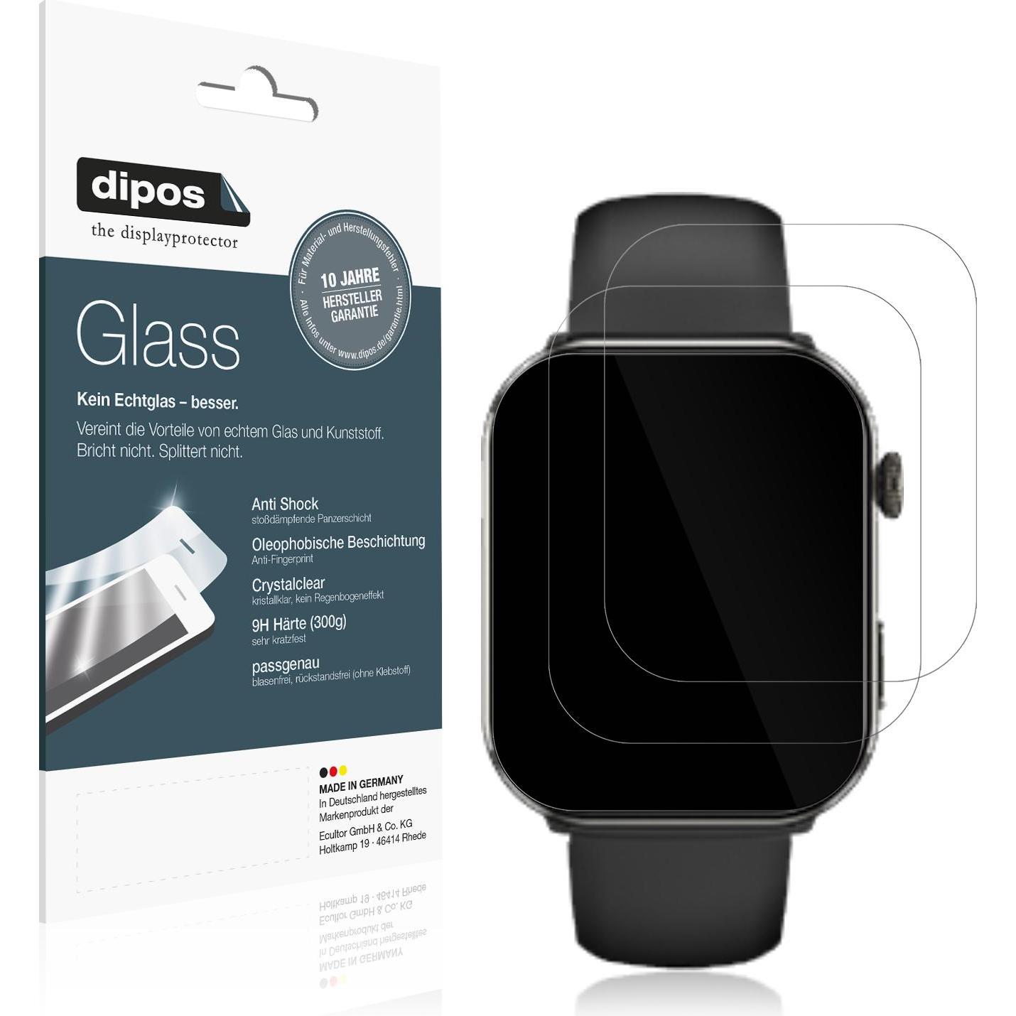 Dipos Anti-Shock Displayschutz 9H, Smartwatch Schutzfolie, Transparent