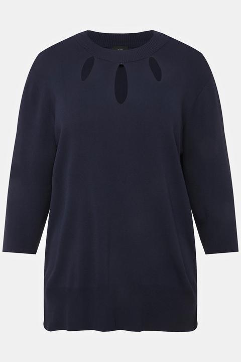 Produktbild Ulla Popken Pullover, Cut-Outs, Stehkragen, 3/4-Arm, Rippstrick (46, 48)