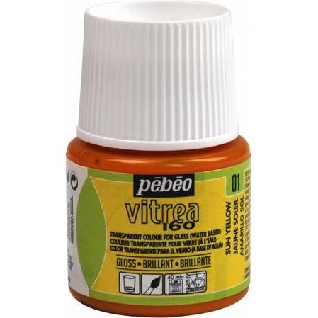 Pebeo, Künstlerfarbe + Bastelfarbe, Vitrea 160 Glänzendefarben (Sonnengelb, 45 ml)