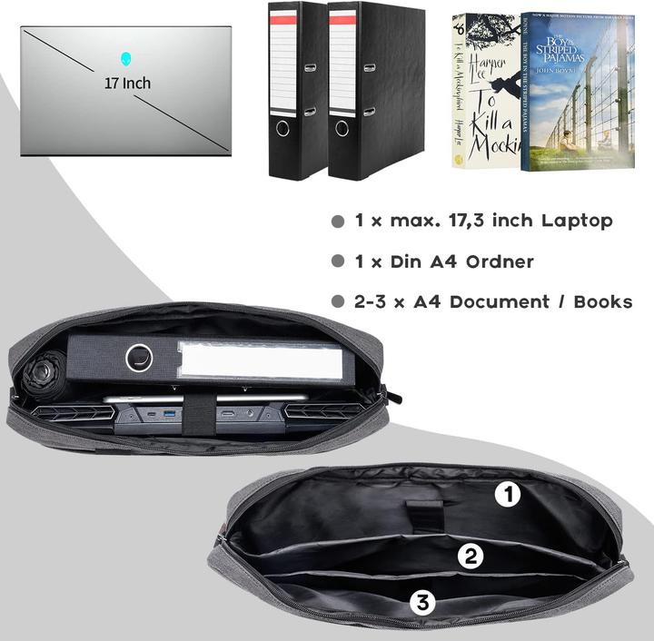 Immagine prodotto Bertasche Borsa per computer portatile da 17-17,3 pollici (grigio scuro) (17.30")