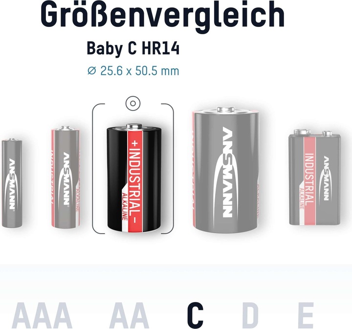 Produktbild Ansmann Industrial Baby Alkali-Mangan (10 Stk., C, 7200 mAh)