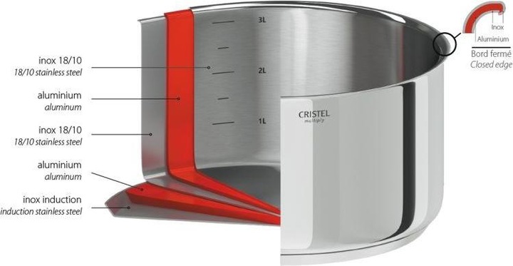 Image du produit Cristel Casteline marmite à viande Ø24cm (24 cm, Casserole, Acier inoxydable)