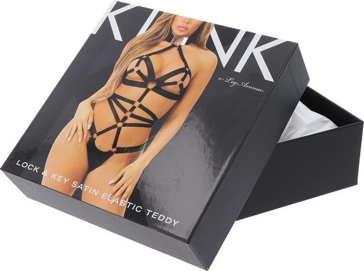 Image du produit Leg Avenue Teddy en Satin à Entrejambe Ouvert - Noir (Taille unique)