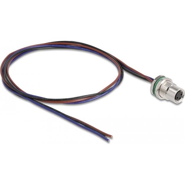 Delock M8 3 Pin Buchse für Panel mit offenen Kabeln A-kodiert 0,5 m (Netzwerkkabel), Netzwerk Zubehör