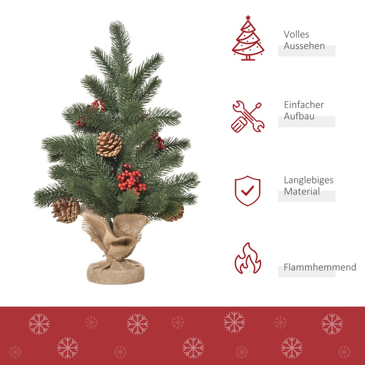 Produktbild Homcom Künstlicher Weihnachtsbaum für den Tisch mit Sockel in Sackleine verpackt