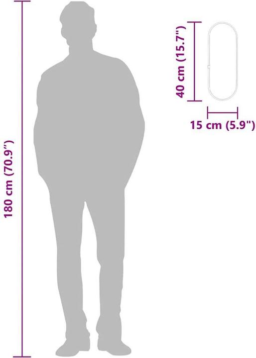 Actual product image vidaXL Wandspiegel Silbern 40x15cm Oval Flurspiegel Spiegel Hängespiegel Deko (40 x 15 cm)