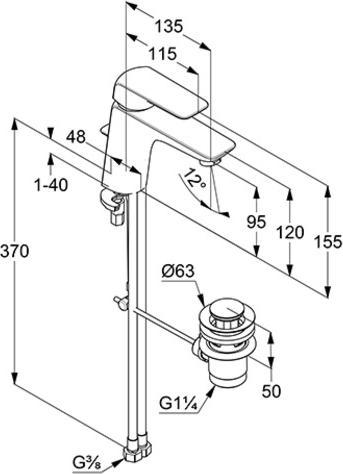 Produktbild Kludi Waschtisch-Einhandmischer AMEO DN 15 chrom
