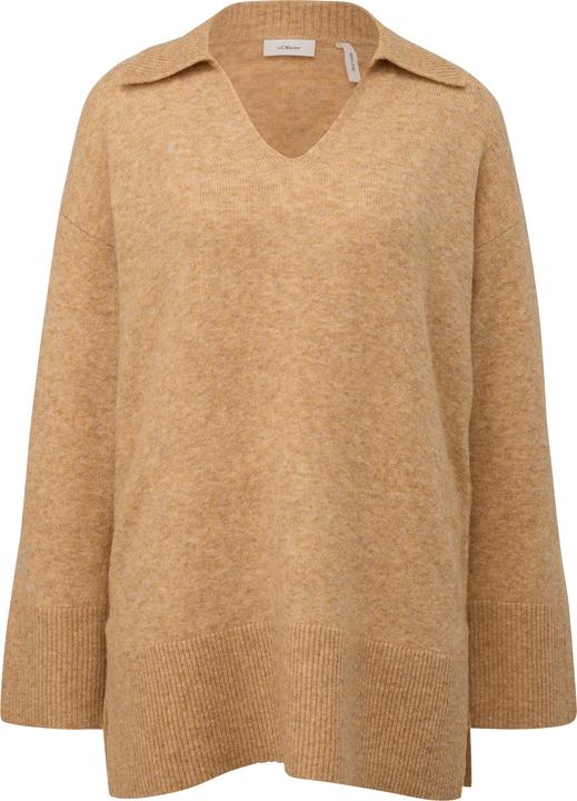 Produktbild s.Oliver Strickpullover Strickpullover mit Rippblende am Kragen (L)