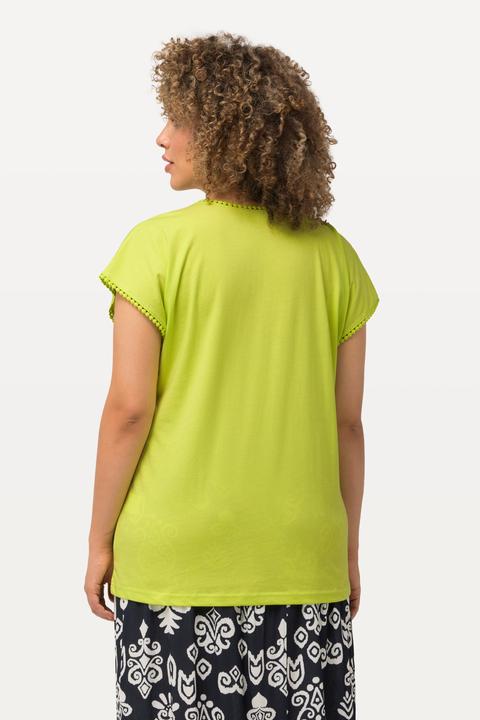 Immagine prodotto Ulla Popken T-shirt dal taglio oversize con passamano, scollo a V e mezze maniche (46, 48)