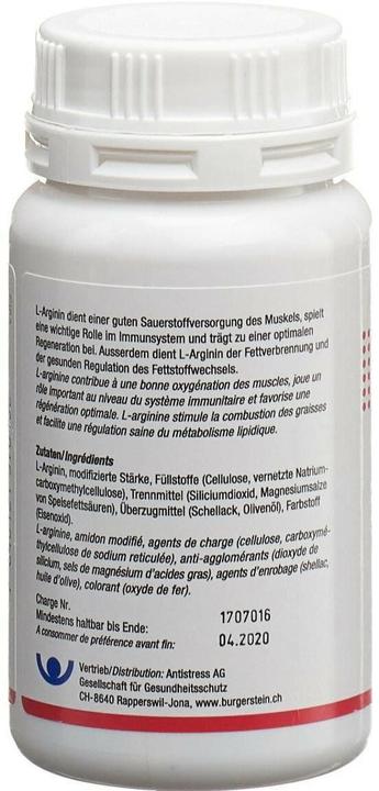Nutritional values and ingredients Burgerstein L-Arginine (100 Piece, Capsules, 200 g)