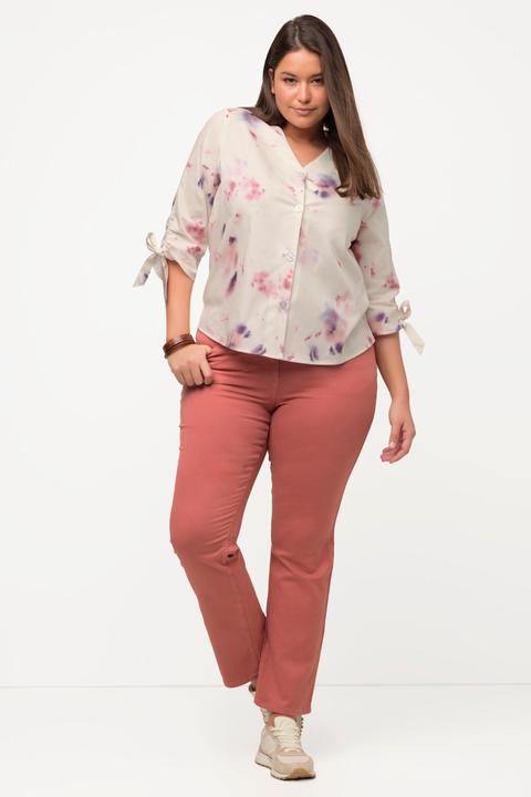 Immagine prodotto Ulla Popken Blusa dal taglio oversize in cotone biologico con scollo a V e maniche a 3/4 (46, 48)
