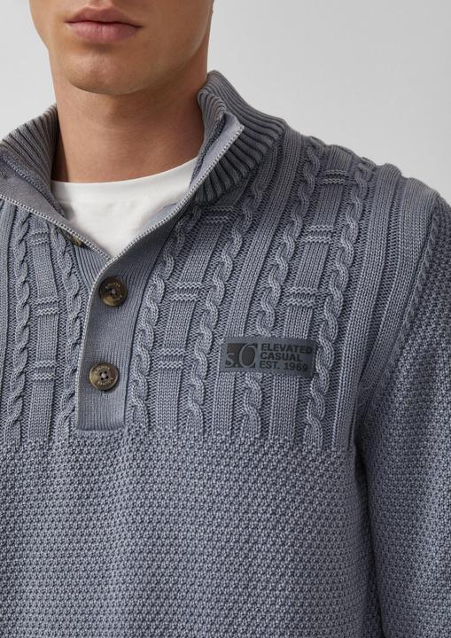 Produktbild s.Oliver Strickpullover Strukturmix-Troyer aus Baumwolle mit Garment Dye (S)
