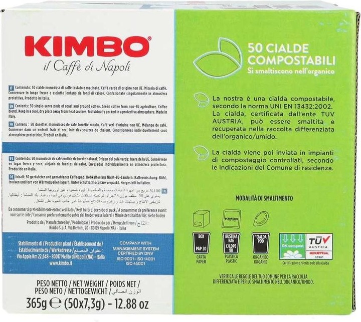 Nutritional values and ingredients Kimbo ESE PADS CAPRI, 50x (50 x Port.)