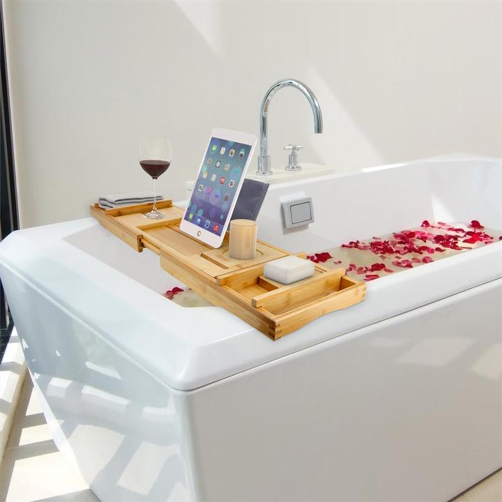 Actual product image Intirilife Bamboo Bath Shelf