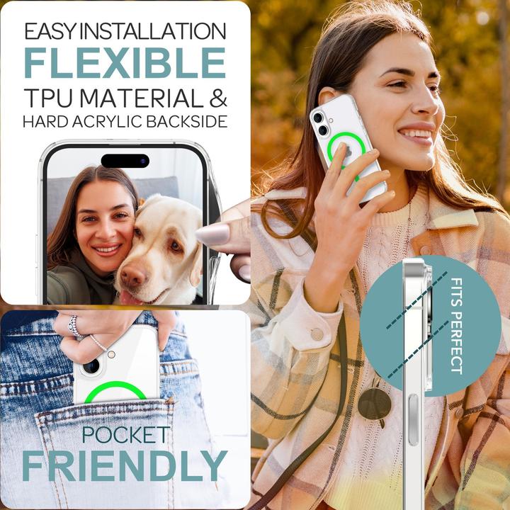 Immagine prodotto Nalia Custodia rigida trasparente, l'anello MagSafe si illumina al buio (Apple iPhone 16)