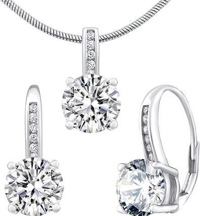 Silvego Ensemble de bijoux pour femmes en argent 925 avec boucles d'oreilles et zirconium. (Argent sterling 925)