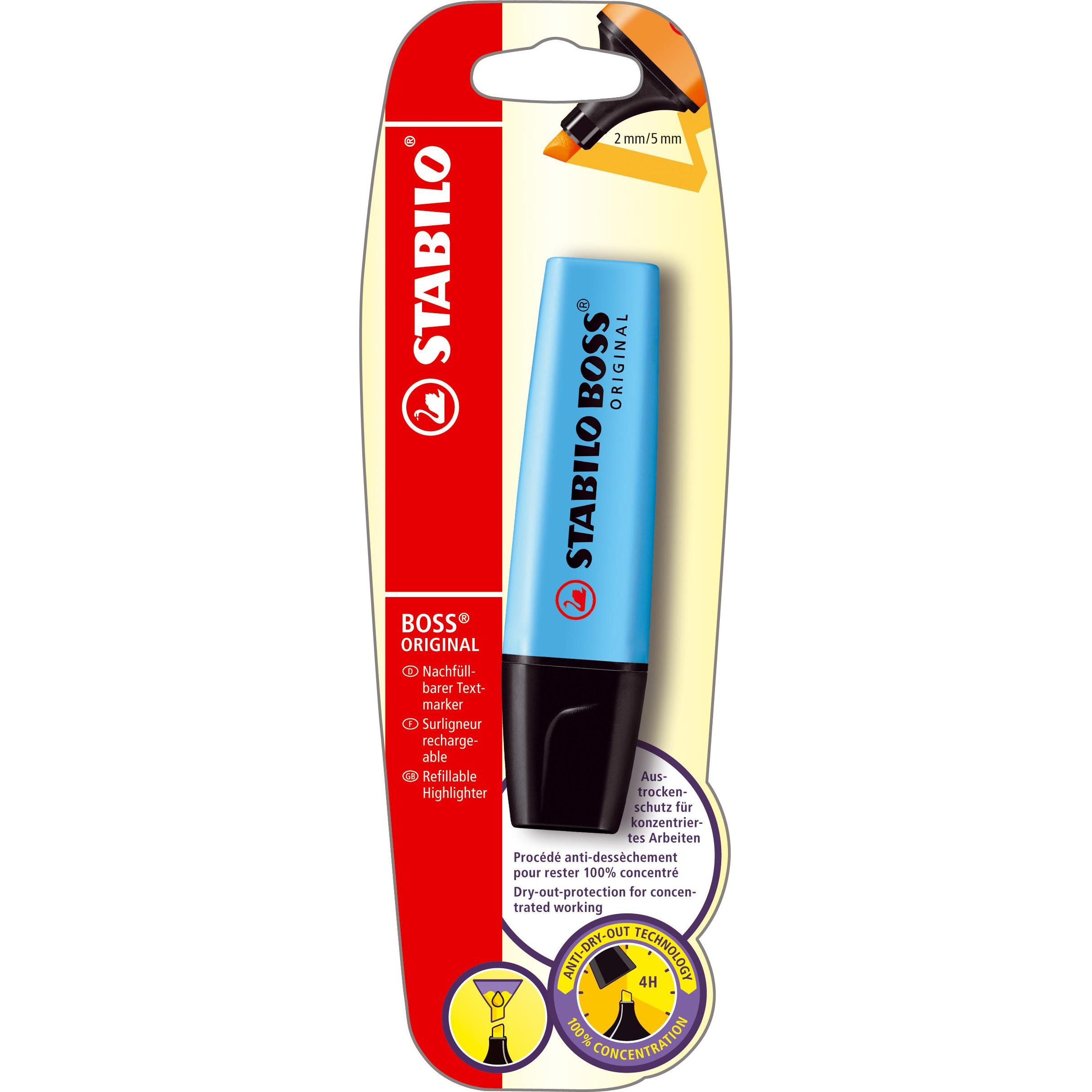 STABILO, Marker, Textmarker - BOSS ORIGINAL - Einzelstift - blau (Blau, 5 mm, 1 x)