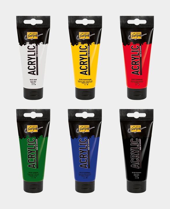 Produktbild Solo Goya Acrylic Tuben Set (Weiss, Gelb, Grün, Blau, Rot, Schwarz, 600 ml)