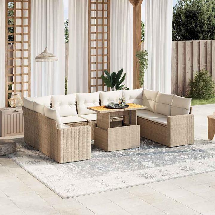 Image du produit vidaXL Meuble de jardin Canapé Salon de jardin Ensemble de jardin 10 pièces Beige